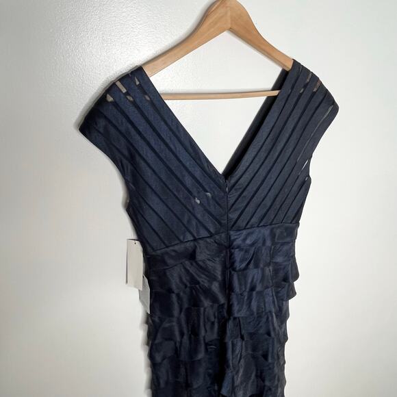 Adrianna Papell Cap Sleeve Maxi Dress Gown 10 Navy Formal Mother Of The Bride - Picture 8 of 11